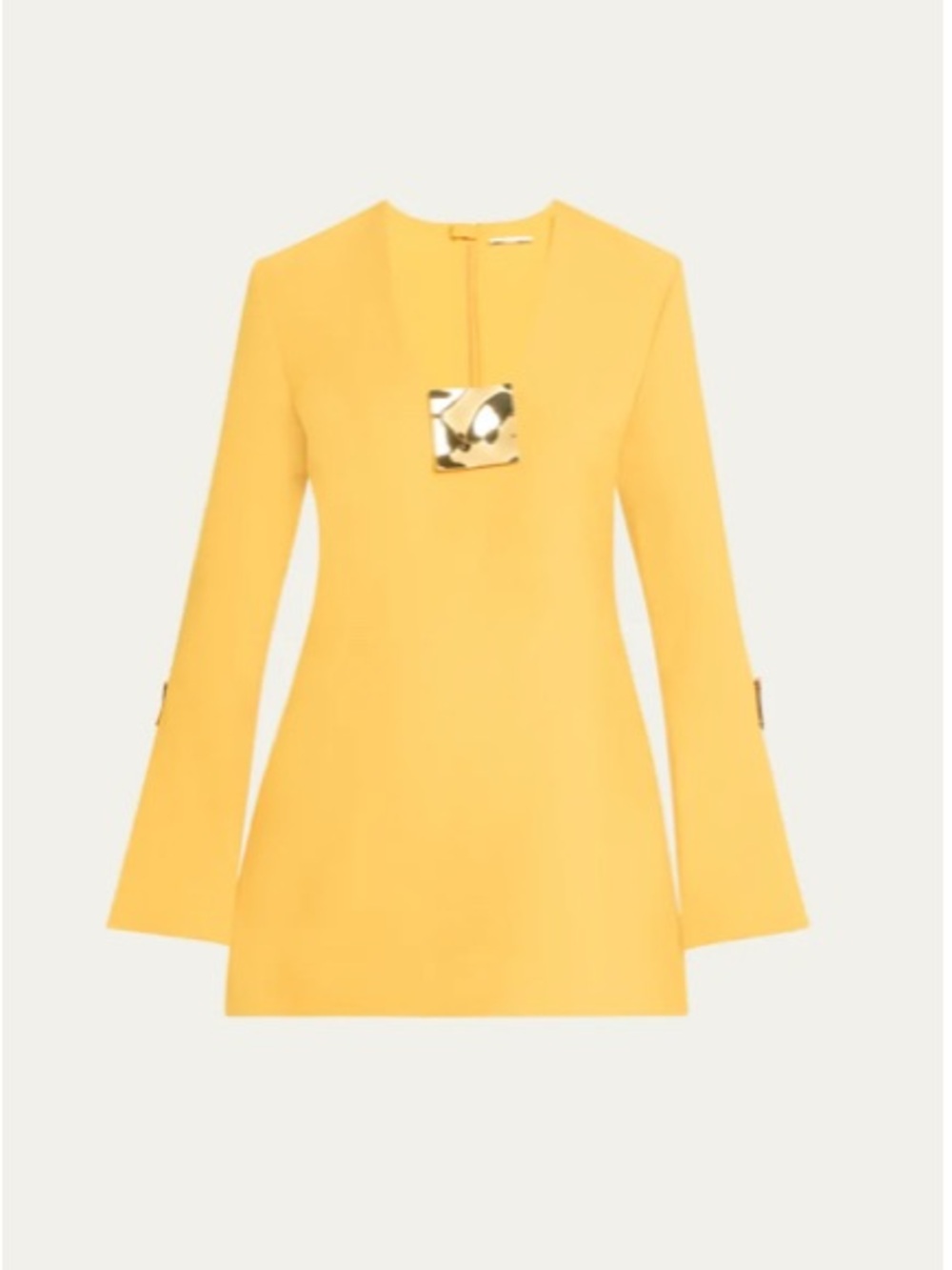 Alexis Yellow Mini Dress with Gold Pendant